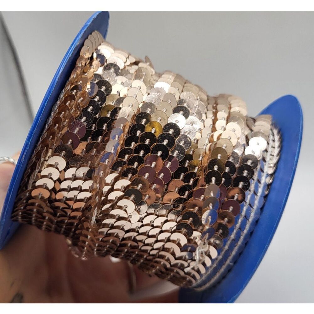 100 yards 6mm Diameter Flat Round Sequin Ribbon Sequins Champagne Pink